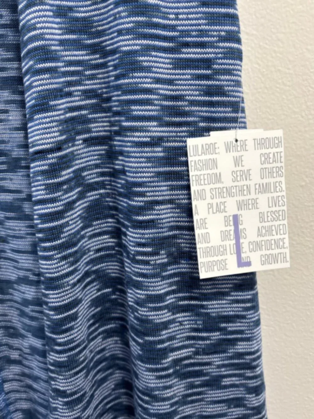 Lularoe Joy Longline Sleeveless Vest Womens L Blue Spacedye Duster Cardigan New